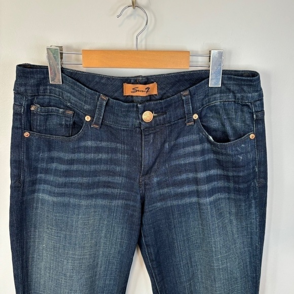 Seven7 Women's Bootcut Bling Pocket Dark Wash Mid Rise Blue Jeans, SZ 30 - Picture 3 of 7